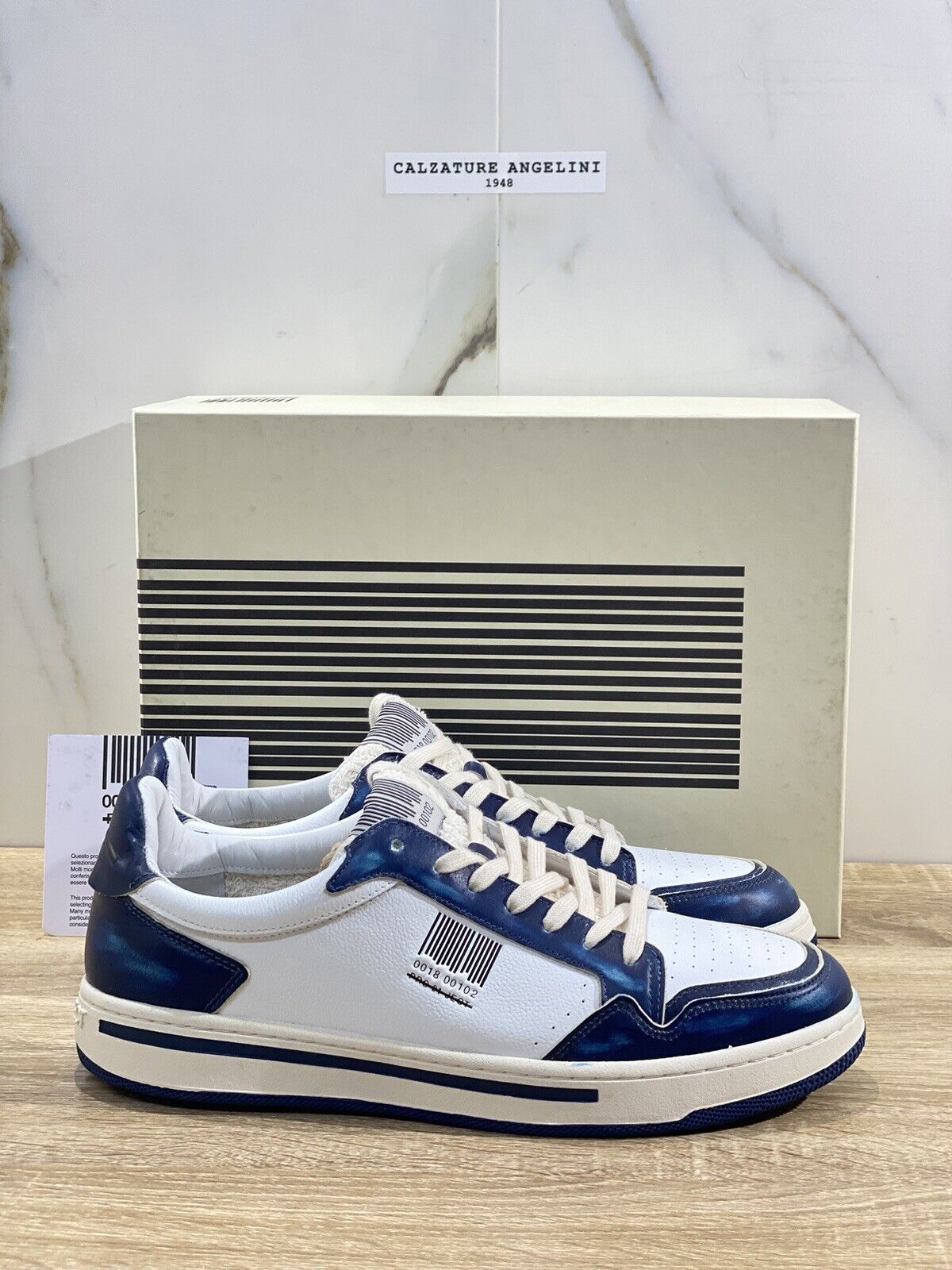 Project 001 Sneaker Uomo Pelle Bianca Blu Casual Shoes Men Sneaker 45