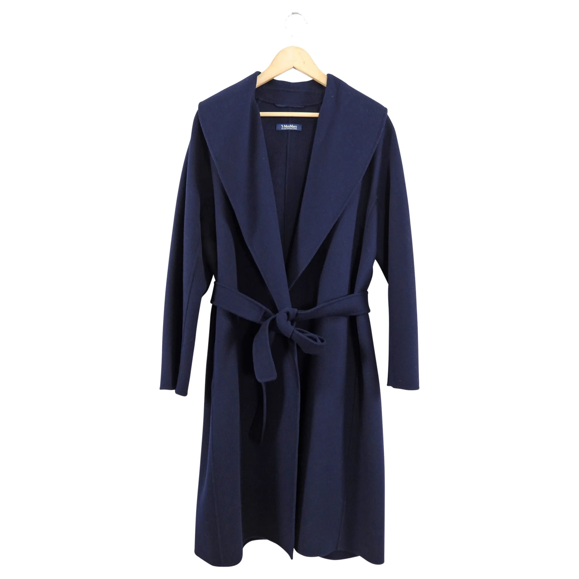 S Max Mara Double Faced Navy Wool Overcoat - FR46 / USA 12