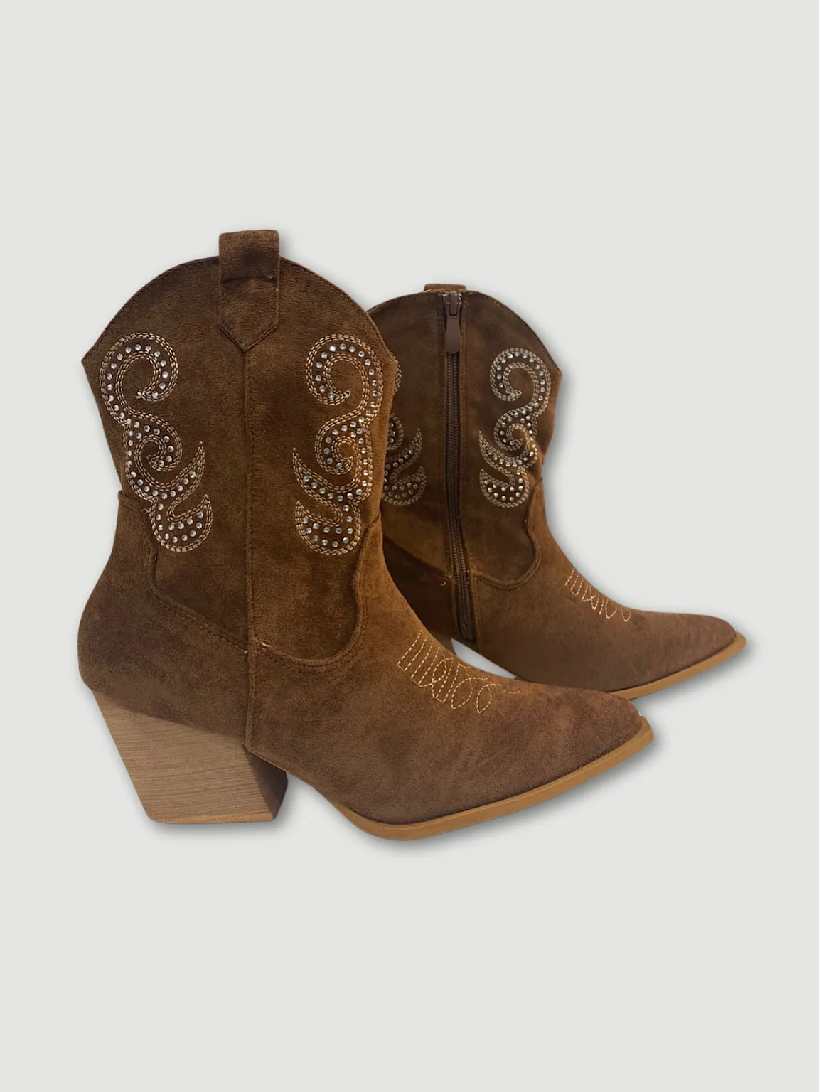 Tan Diamante Western Boots