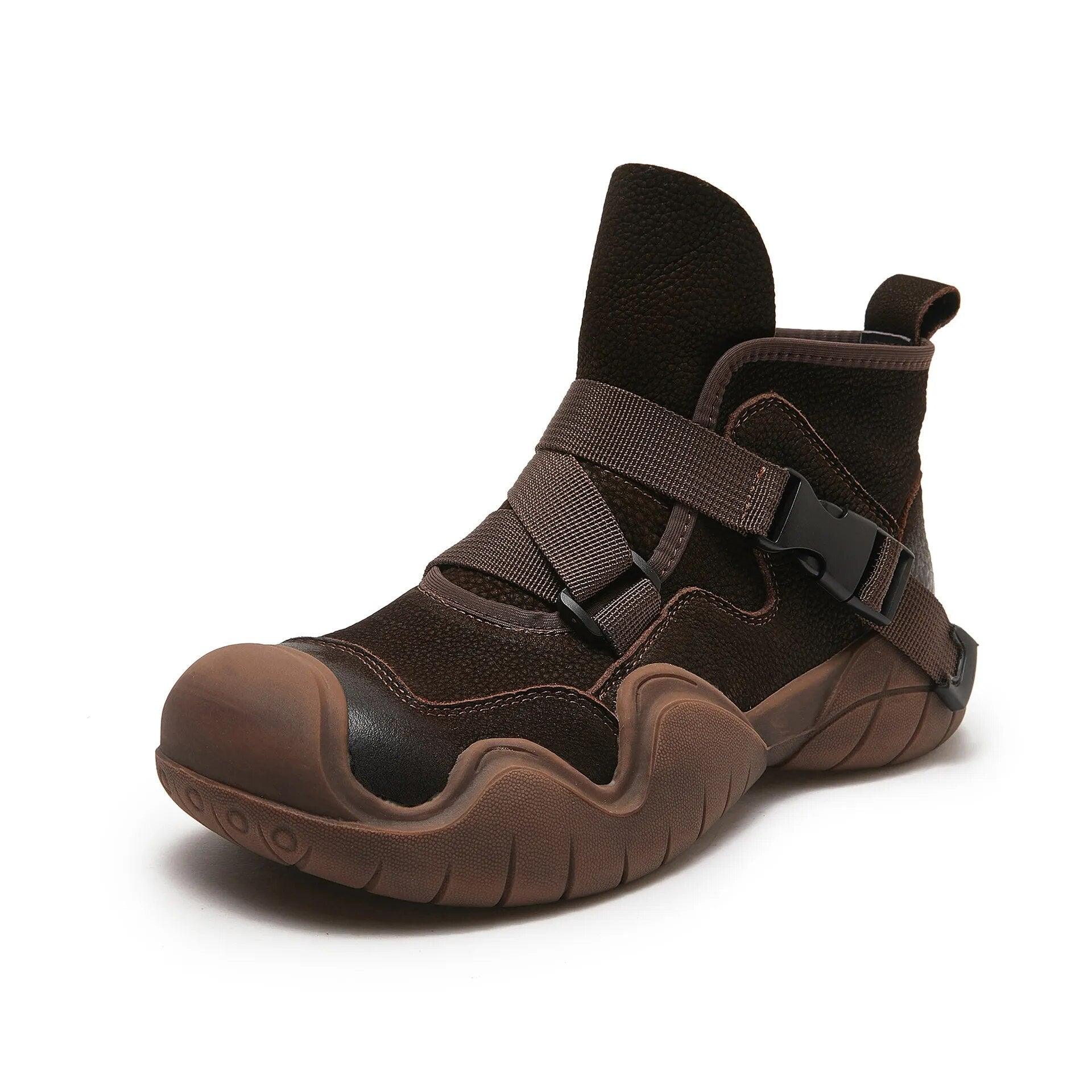 Women's Brown Leather Ankle Boots - AMX422: Casual Leather Desert Shoes